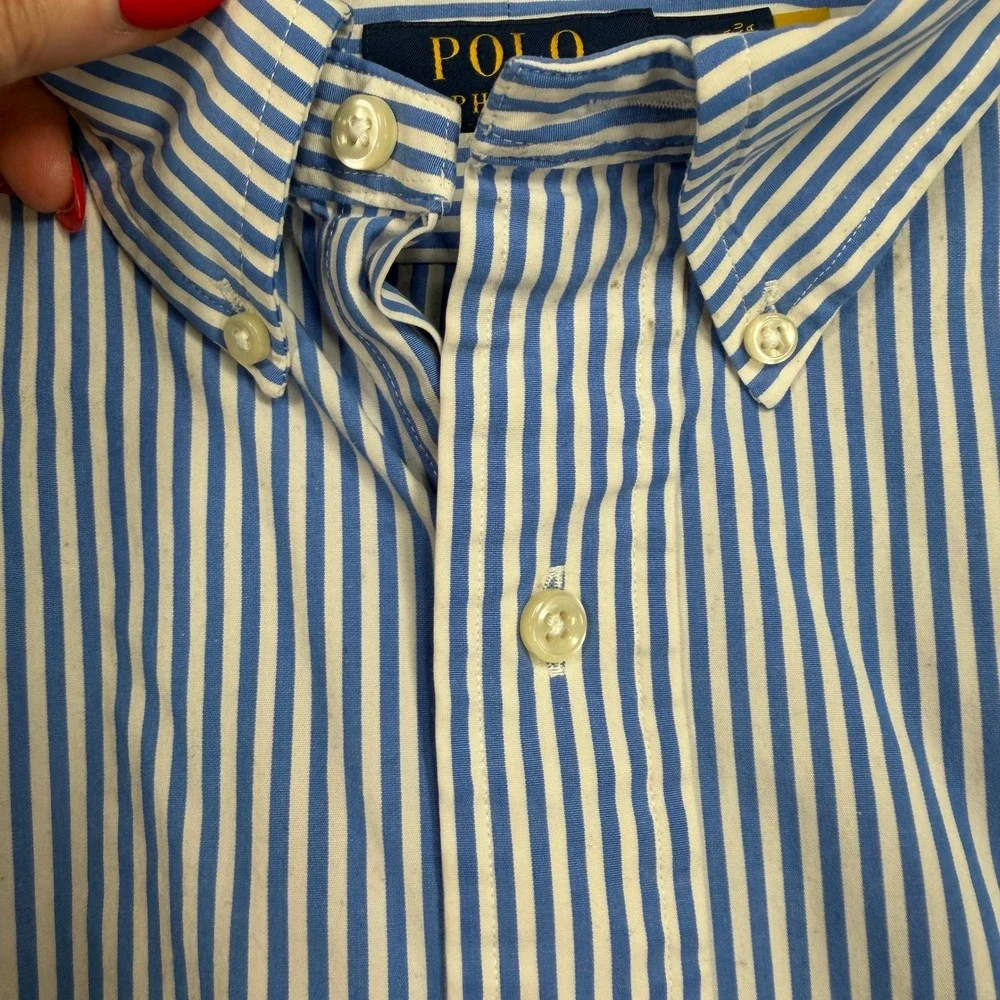 Polo Ralph Lauren 6XB Button Down Shirt Classic Striped Big and Tall Blue White